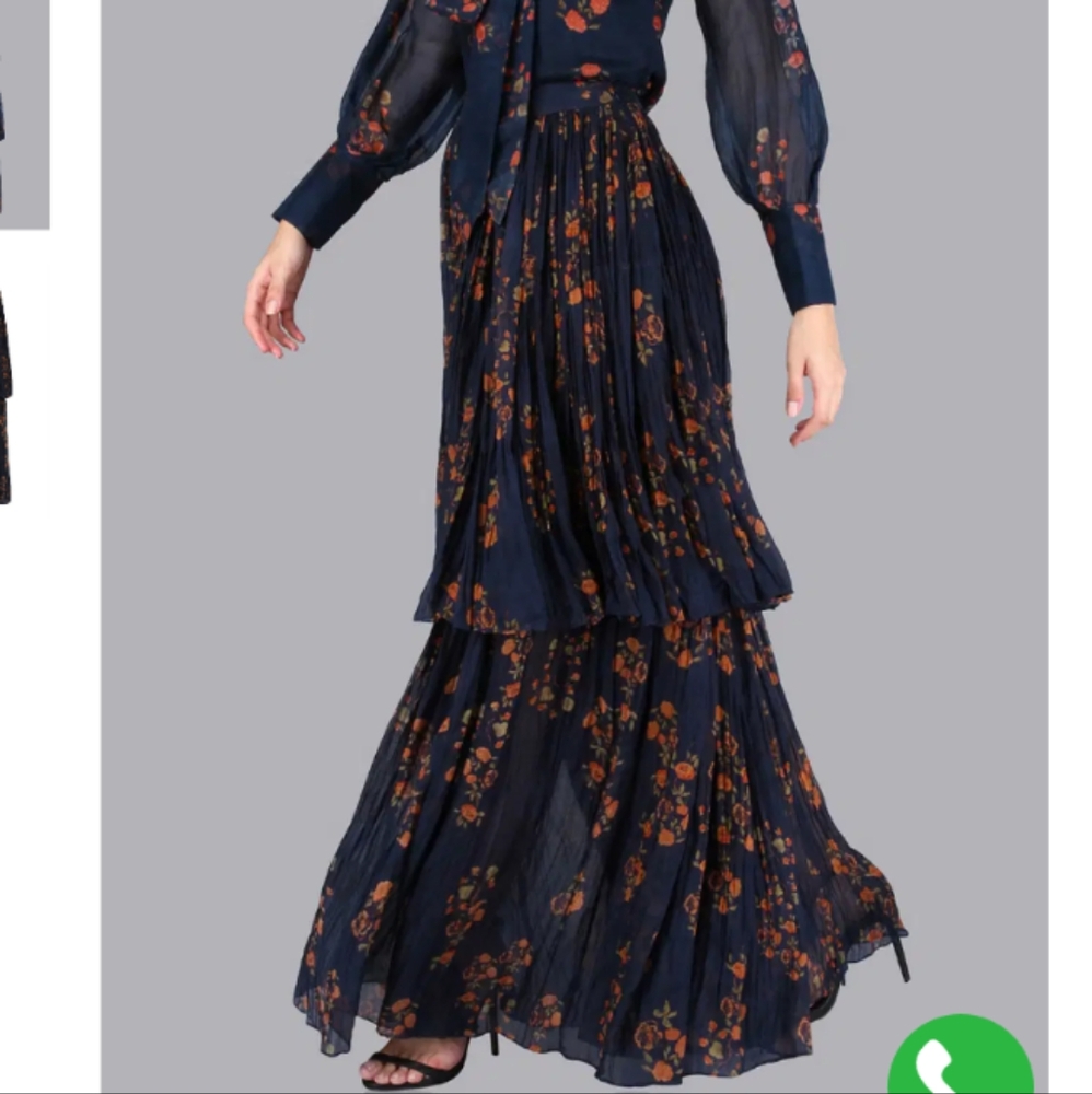 Floral Navy Blue Maxi Skirt